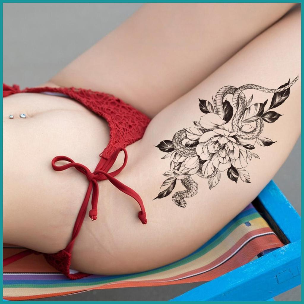 Rose รอยสักชั่วคราวกันน้ําสักปลอม 15-Day Rose Tattoo ติดทนนานออกแบบที่ไม่ซ้ํากัน Party Supplies สําห