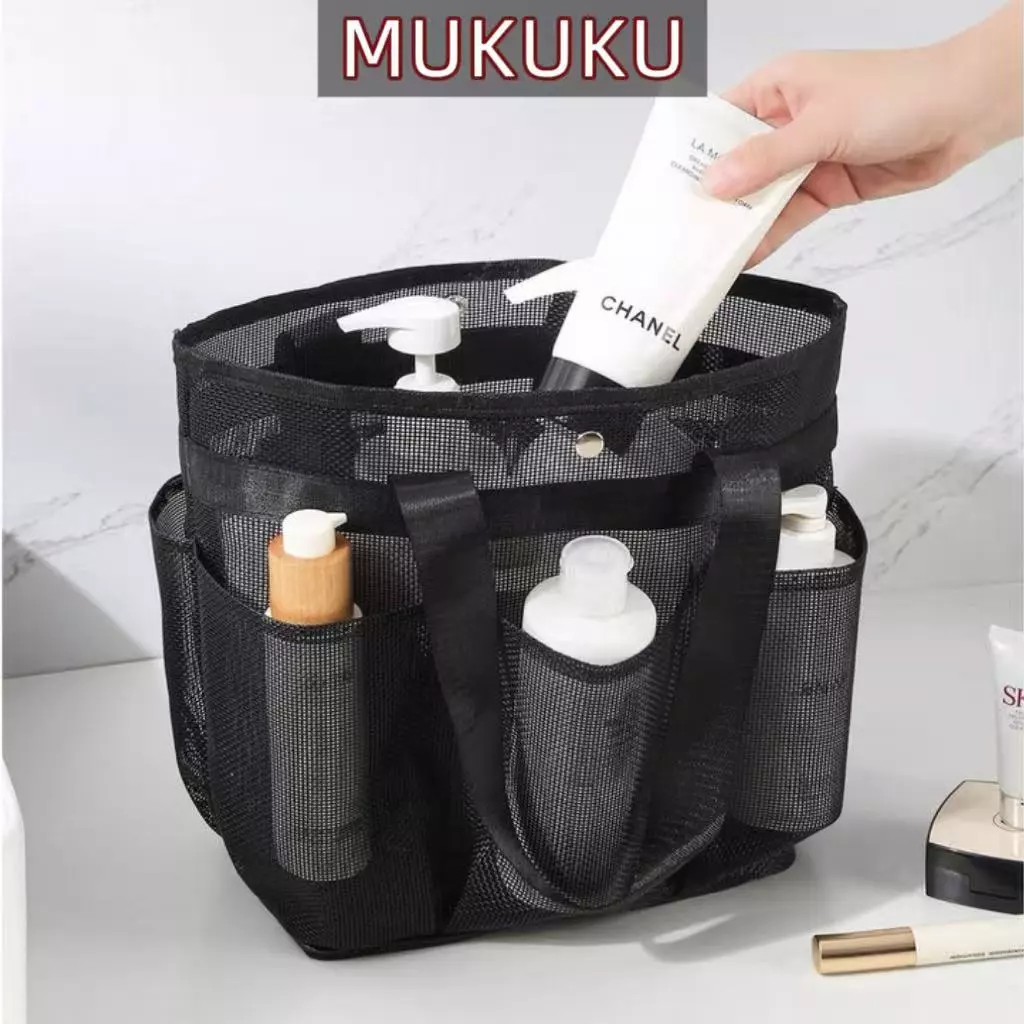 MUKUKU ตะกร้าเก็บของ ถุงตาข่าย ถุงพับได้ ถุงอาบน้ำ มีหูหิ้ว ใบใหญ่ แห้งเร็ว กลวงออก นํากลับมาใช้ใหม่