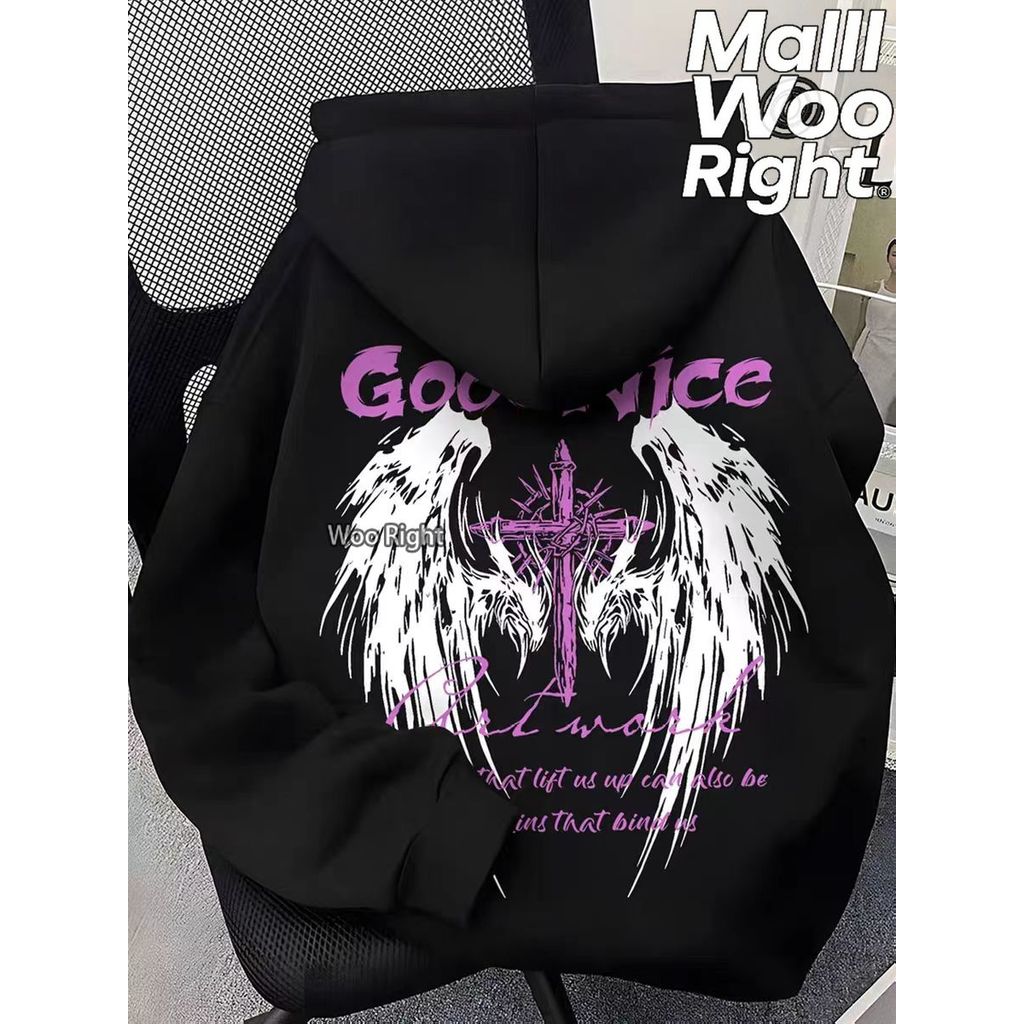 จัดส่งตลอด 24 ชั่วโมง Woo Right เสื้อยืดผู้ชาย สีพื้น สไตล์เกาหลี ฮู้ดแขนยาว Street Fashion ทรง Oversize ใส่สบาย