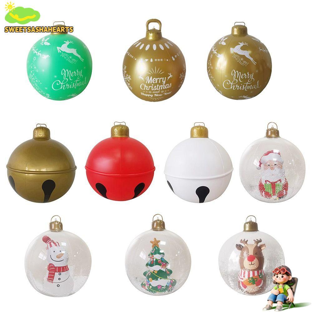 SWEETSASHA ลูกโป่งเป่าลม, ลูกบอลคริสต์มาส DIY 60 ซม., ใหญ่ไม่มีไฟของเล่นเค้าโครงสถานที่ยักษ์บอลกลางแจ้ง