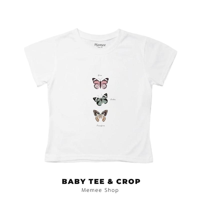 Memee ~ เสื้อยืดผ้าคอตตอนBaby Teeเสื้อผู้หญิง  (ผีเสื้อ3)