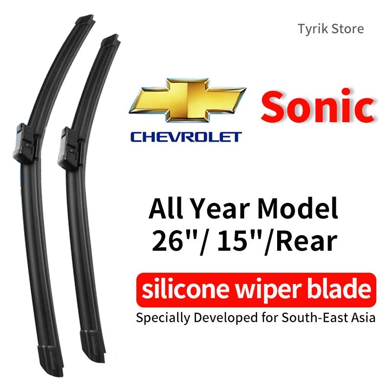 หน้า/หลัง) ชุดใบปัดน้ำฝน Chevrolet Sonic สำหรับรถ Suv ทุกรุ่น wiper blade ใบปัดน้ำฝนกระจกหลัง แบบ banana ซิลิโคน