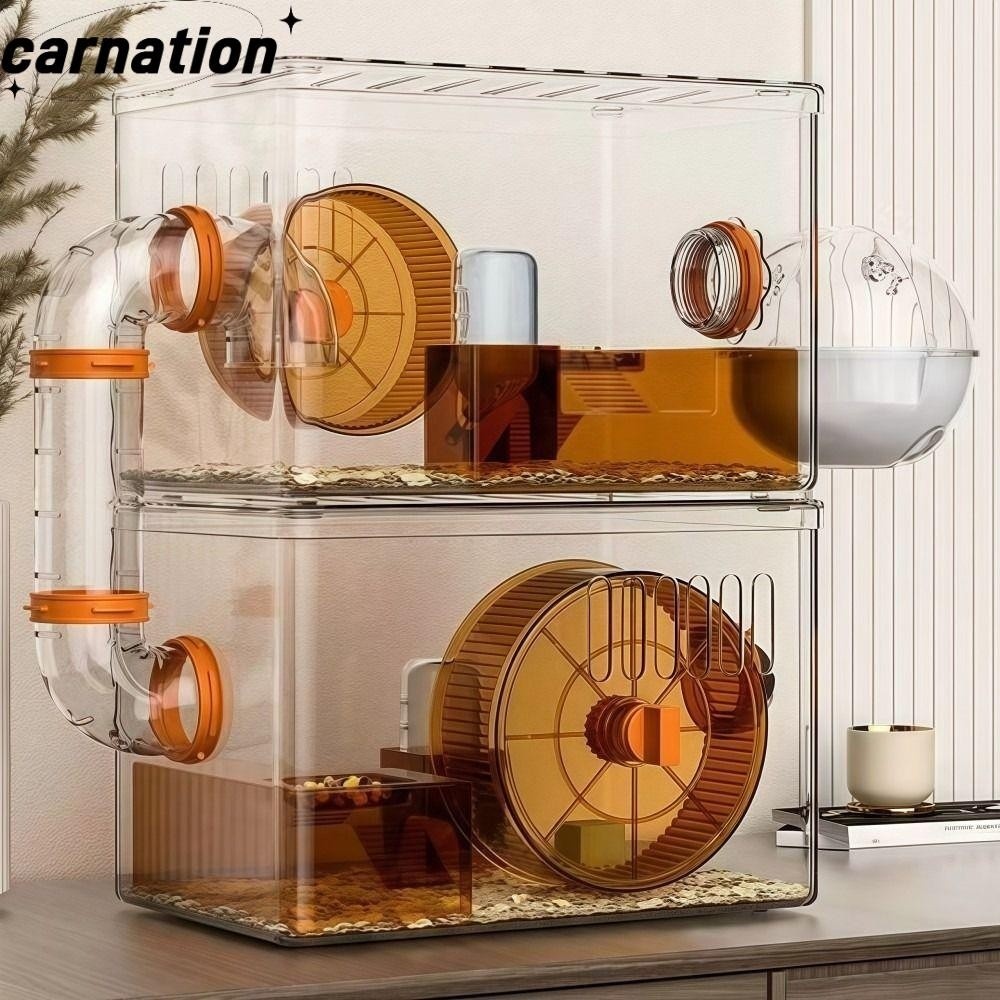 Carnation Hamster Cage Modern Design Transparent Two-Tier Luxury Hamster Villa With Accessories Acry