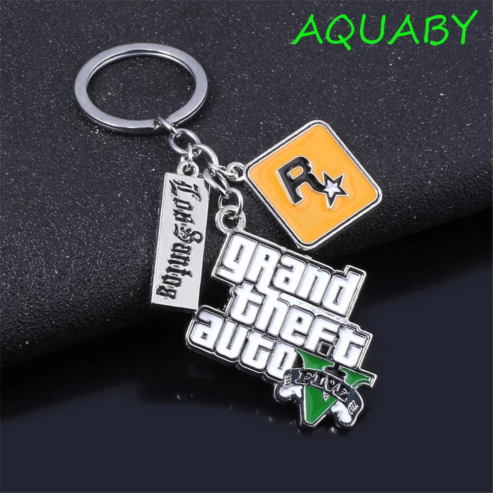 AQUABY เกม GTA V พวงกุญแจสําหรับชาย PS4 Xbox PC เกมกระเป๋าจี้ของขวัญวันเกิดเกม GTA Key ผู้ถือ
