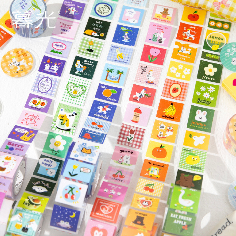 น่ารัก Washi เทปชุด Kawaii สัตว์ผลไม้ตกแต่ง Masking เทปสําหรับ Journaling Scrapbooking เด็ก DIY หัตถกรรมความงามอุปกรณ์ Planners Bullet Journal