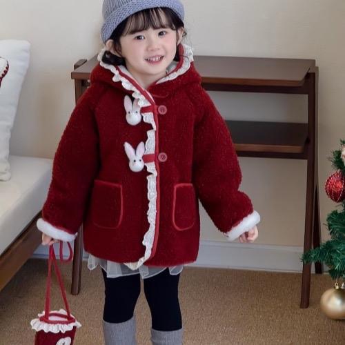 Baby Shark - Ak601: เสื้อโค้ทขนกระต่ายลูกไม้สําหรับเด็กผู้หญิง Qccc, เสื้อโค้ทให้ความอบอุ่นสําหรับเด