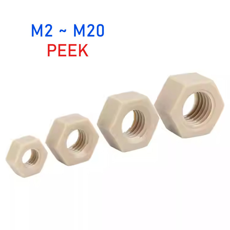M2 M3 M4 M5 M6 M8 M10 M12 M14 M16 M20 PEEK สูง-อุณหภูมิทนฉนวนกันความร้อนไนลอนพลาสติก Hex Hex Hex Hex