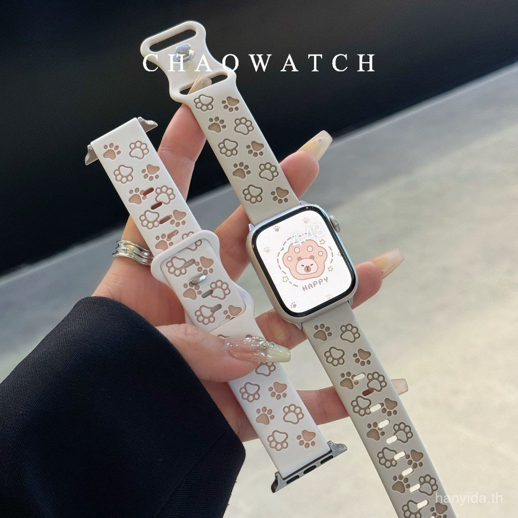 Graved cat paw พิมพ์สายนาฬิกาซิลิโคนสําหรับ Xiaomi Redmi 6, Band 3/5 Active, 5 Lite, 5/4 สายรัดข้อมือ