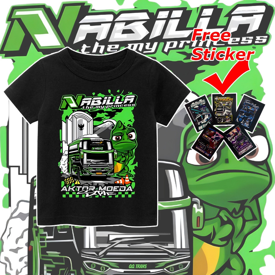 เสื้อเด็ก Nabila Bus เสื้อยืดเวกเตอร์ Telolet Bus สําหรับเด็กผู้ชาย 1-12 ปี