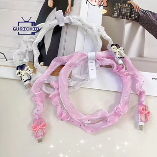 ตาข่ายน่ารักสายเคเบิลข้อมูลฝาครอบป้องกันสาวสายชาร์จม้วนเก็บป้องกันป้องกันฝุ่น ประเภทค IP ป้องกันสายข้อมูลอ่อนสากล