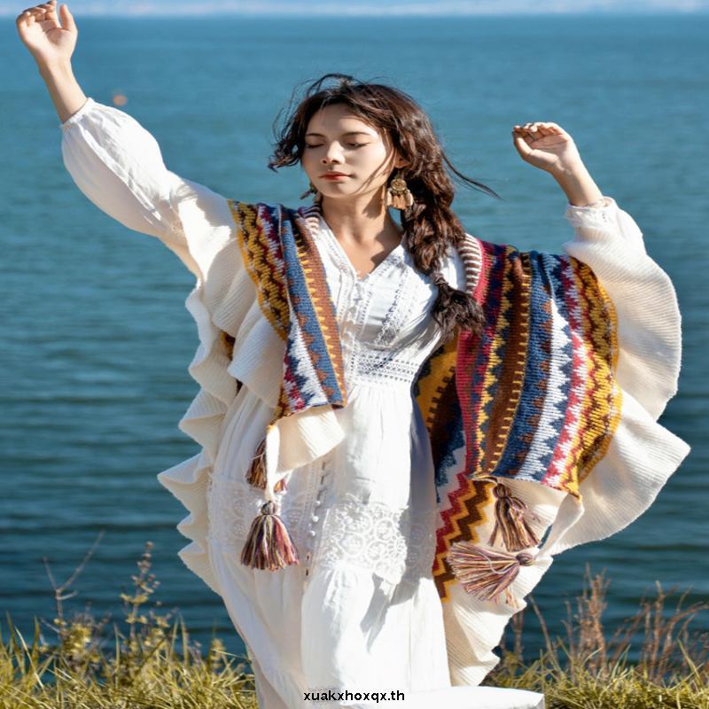 Design Shawl Irregular Exotic Style Women's Tassel Cloak Bohemian Coat Ethnic Style Cardigan Cloak 1