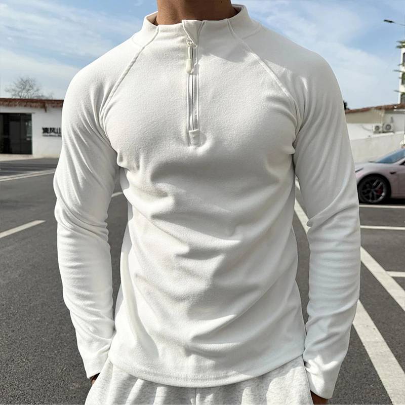 Double-Sided Dralon White Bottoming Shirt Men's Heavy Youth Inner Wear Long Sleeve T-shirt Sports Fi