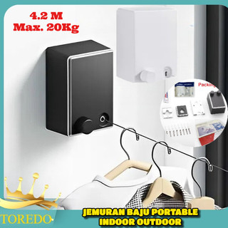TOREDO I3 Jemuran Baju Portable Indoor Outdoor Retractable Tali Clothesline Kuat