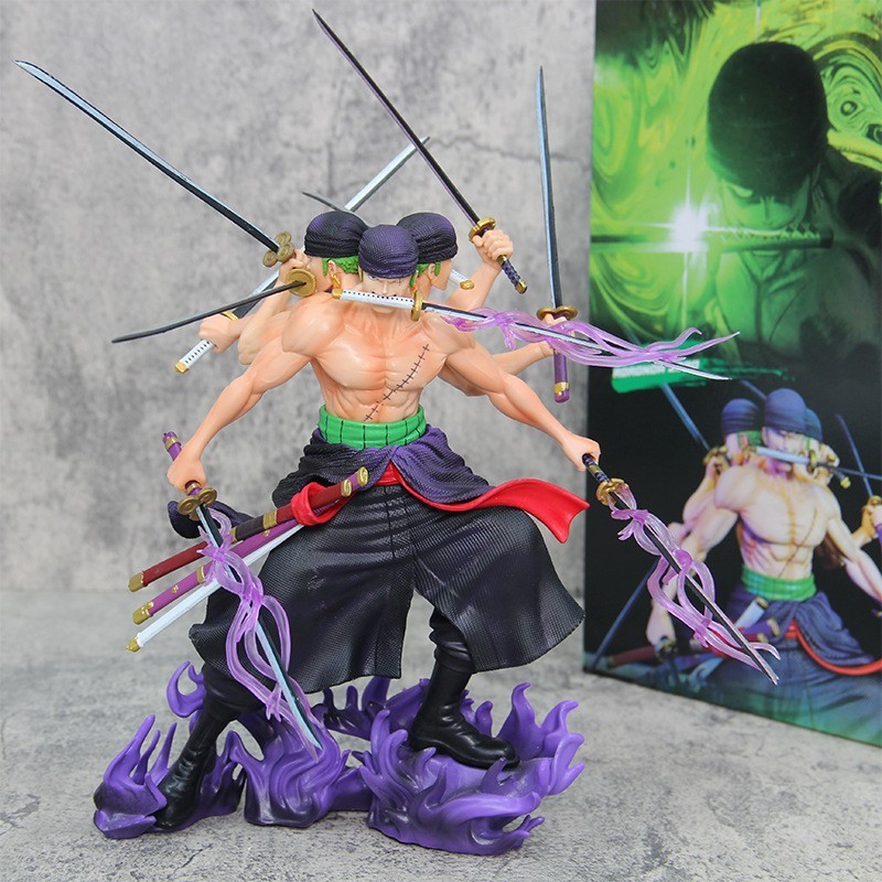 One Piece รูป Asura สามหัวหกแขน Zoro เก้าดาบ Yan Mo Zoro โมเดลอะนิเมะรูป