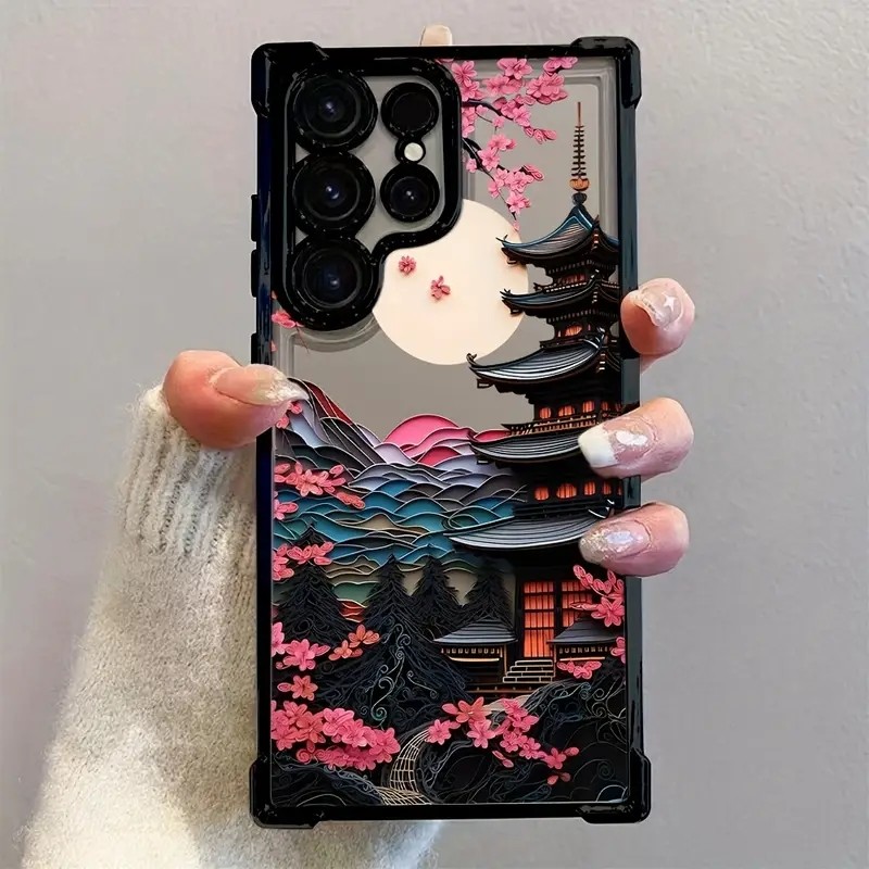 SAMSUNG Cherry Blossom เมืองโบราณถุงลมนิรภัยเคสโทรศัพท์สําหรับSamsung Galaxy S26 S25 S24 Ultra S23 S22 Plus S21FE A56 A55 A54 A53 A35 A52 ฝาครอบ ราคาถูก Shopee Lazada