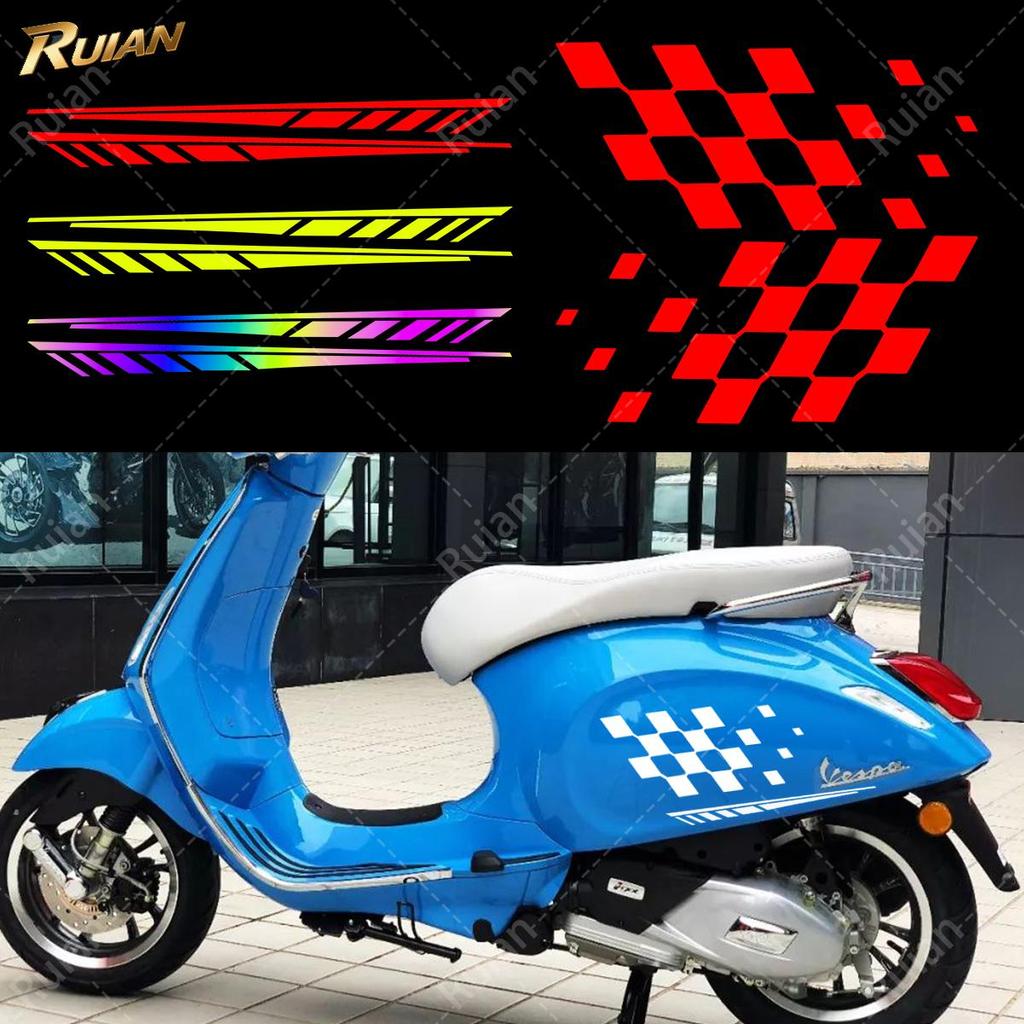 สําหรับ Vespa S125 Primavera150 Sprint GTS Super GTV300 946 LX Sprint150 Elettrica รถจักรยานยนต์อุปกรณ์เสริม Vintage สกู๊ตเตอร์ขนาดเล็ก Body ด้านข้างตกแต่งไวนิล Coloured สติกเกอร์สะท้อนแสง