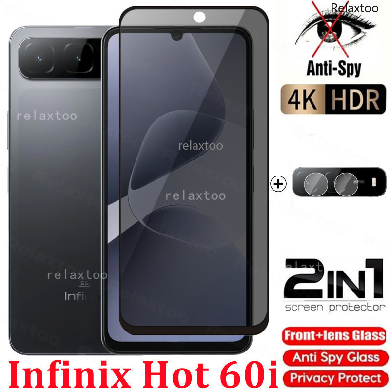 2IN1 Privacy Screen Protect Glass Phone Film For Infinix Hot 60i hot60i InfinixHot60i 60 Pro Hot60Pr