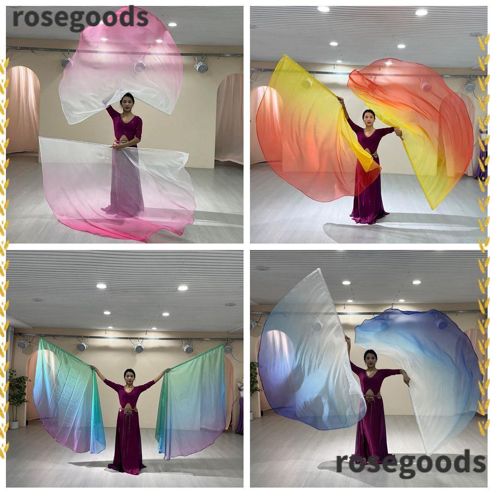 Rosegoods1 อุปกรณ์เต้นรําหน้าท้อง Props,พร้อมTelescopic Sticksธงครึ่งวงกลมหลากสี,ปาร์ตี้เต้นรําน้ําหนักเบาScalable Rodsผ้าพันคอที่มีสีสันธง