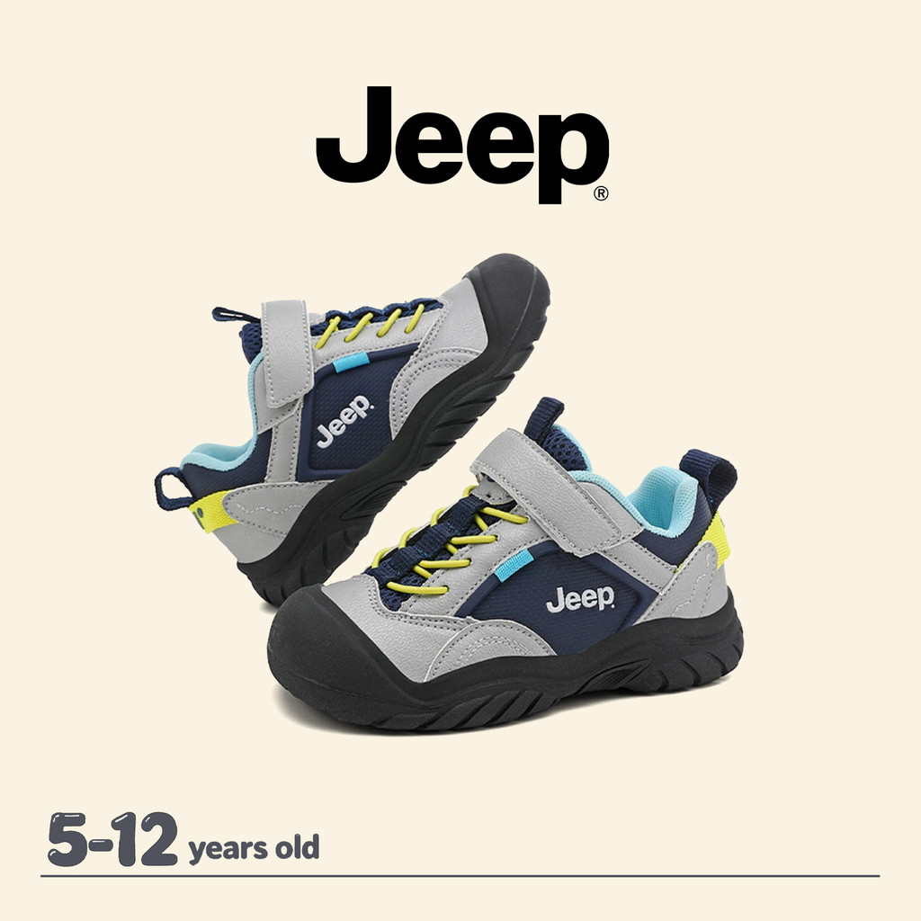 JEEP รองเท้าวิ่ง Velcro สําหรับเด็กน้ําหนักเบาสวมใส่สบายรองเท้ากีฬาทุกการแข่งขัน