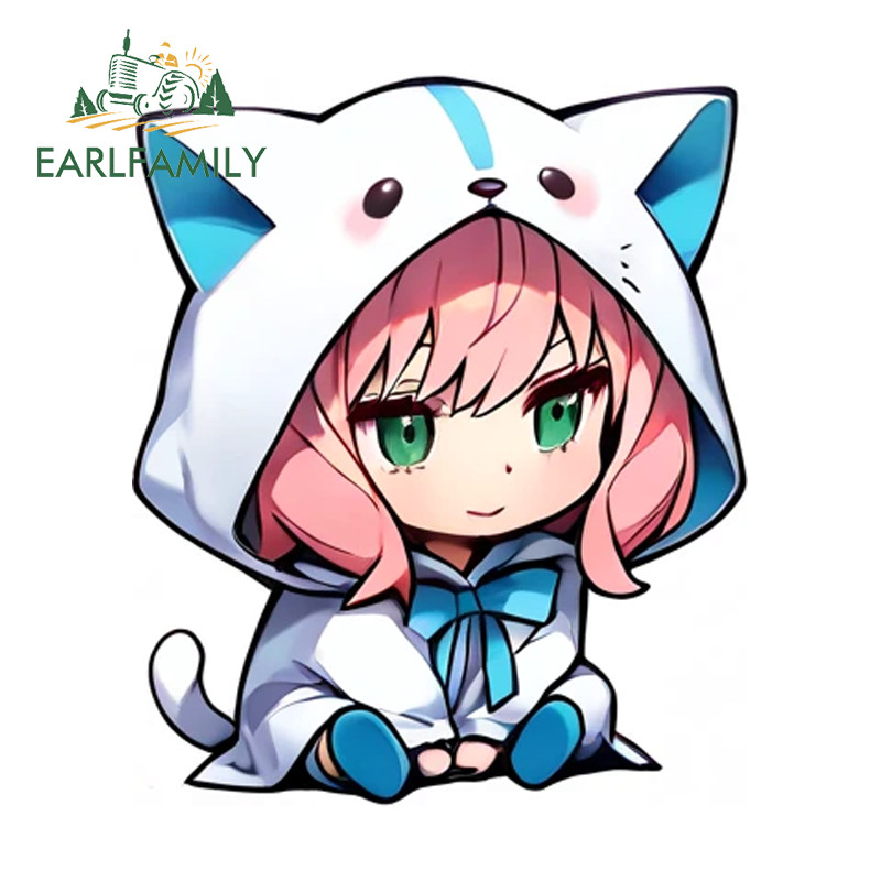 EARLFAMILY Anya สติกเกอร์รถแฟชั่นรถจักรยานยนต์หมวกนิรภัยสเก็ตบอร์ดรถ JDM Decals Occlusion Scratch บุคลิกภาพไวนิลรถ Wrap