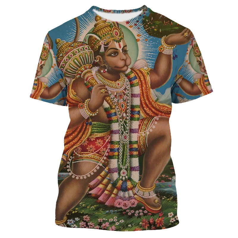 3D Hindu พระเจ้าพระศิวะพิมพ์พระพิฆเนศกราฟิก T เสื้อหนุมาน Casual Men เสื้อยืด Vintage Tops 90s ความง