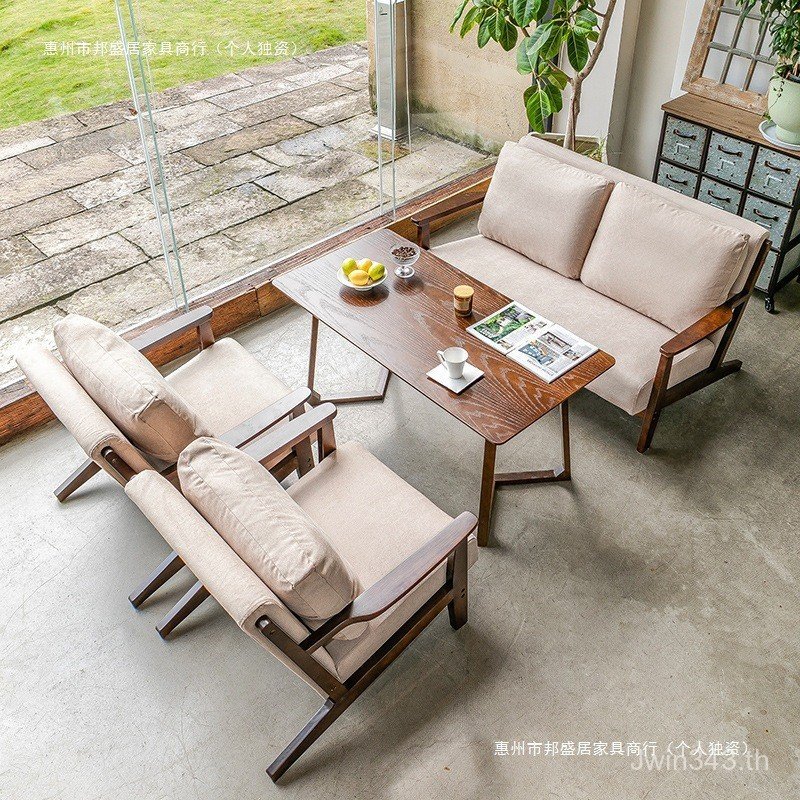 หนังสือบาร์โต๊ะเก้าอี้ Retro Negotiation Rest Area B & B โซฟาไม้ผสมนมชา Shop Cafe เก้าอี้โซฟา Leisur