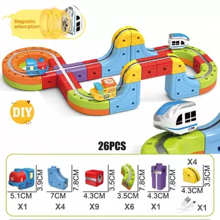 Toys 3D รางแม่เหล็กอเนกประสงค์ประกอบปริศนาเด็กรถไฟความเร็วสูง ของเล่นเด็กชายและเด็กหญิง DIY บล็อกอาคาร