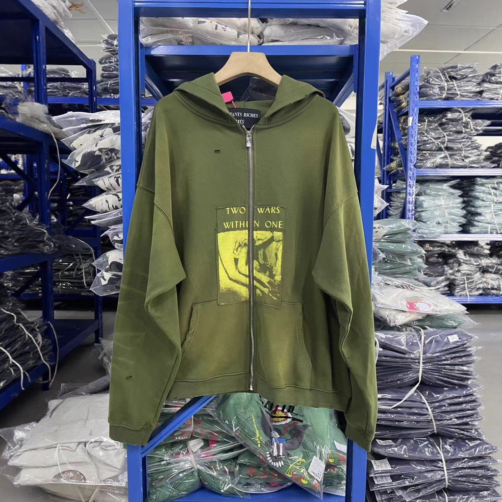 ERD Melancholy Rich Second Generation Washed Vintage Zipper Hoodie VIBE Men's Loose Casual High Stre