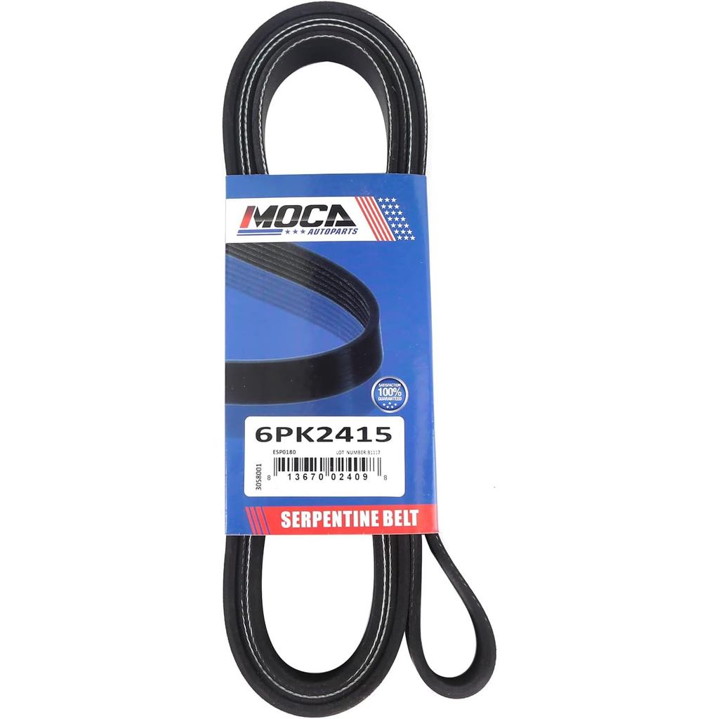 MOCA 6PK2415 EPDM Serpentine เข็มขัดเหมาะกับ 06-10 สําหรับ Audi A6 3.2L & 01-08 สําหรับ Chevrolet Ex