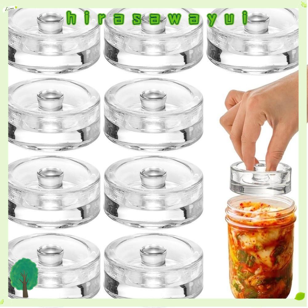HIRASAWAYUI น้ําหนักแก้ว, พร้อมที่จับปิดผนึกหนักหมัก, อุปกรณ์ครัวหมักที่ทนทานปากกว้าง Mason Jar ฝาปิดหมักชีส