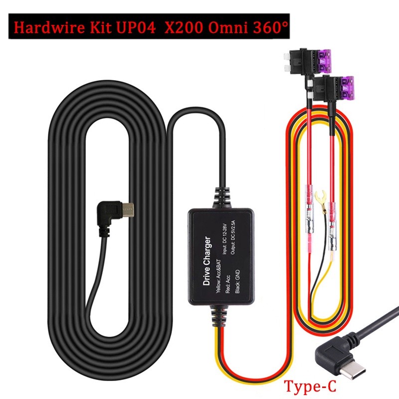 *สายเคเบิลจอดรถยนต์ Type-C สําหรับ 70MAI UP04 X200 70MAI Hardwire Kit X200 Omni 360°สายไฟมอนิเตอร์จอดรถ 24 ชั่วโมง