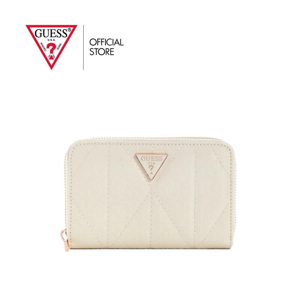 GUESS กระเป๋า รุ่น GG9663140 ALDINA SLG MEDIUM ZIP AROUND สีขาว