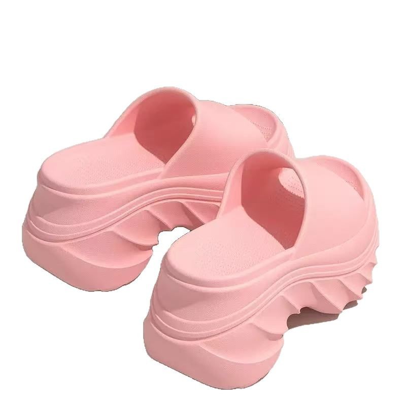 8.5 ซม.เพิ่มความสูงขนาดเล็กหนาSoledสุภาพสตรีFlip-Flopsรองเท้าชายหาดริมทะเล