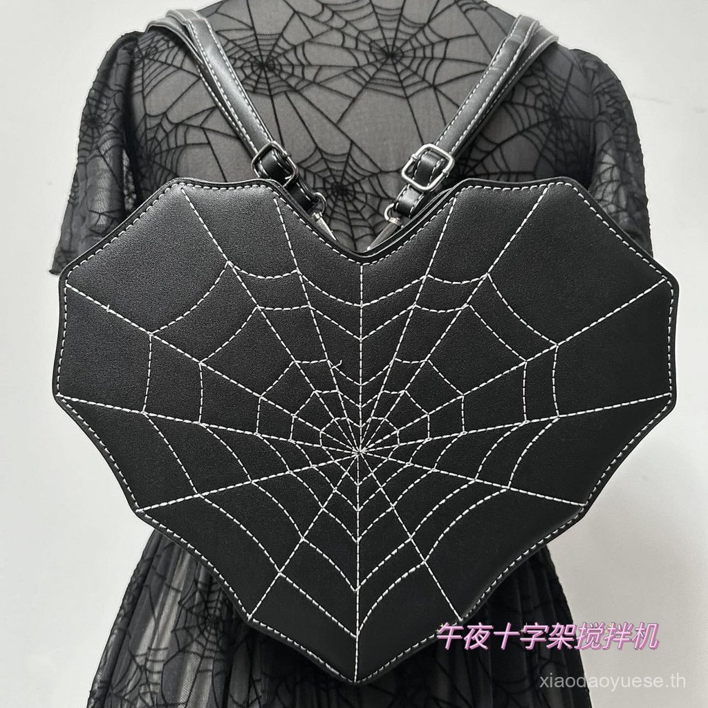 Gothic Dark Punk Love Spider Web กระเป๋าเป้สะพายหลังกระเป๋าสะพายข้าง