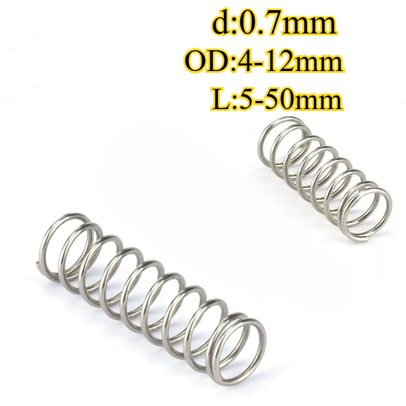 สปริงกด-สปริงดัน สแตนเลส 304 SUS304 d=0.7mm*OD=4-12mm*L=5-50mm【BQ-MB-1】