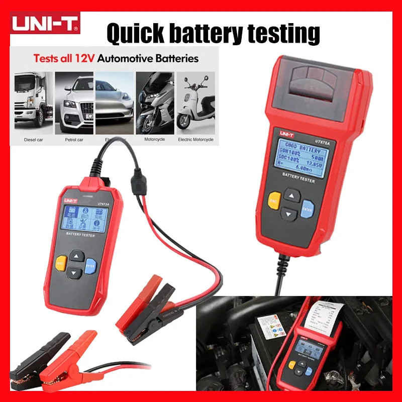 UNI-T UT673A เครื่องทดสอบแบตเตอรี่รถยนต์เครื่องวิเคราะห์เครื่องชาร์จ 12V 24V