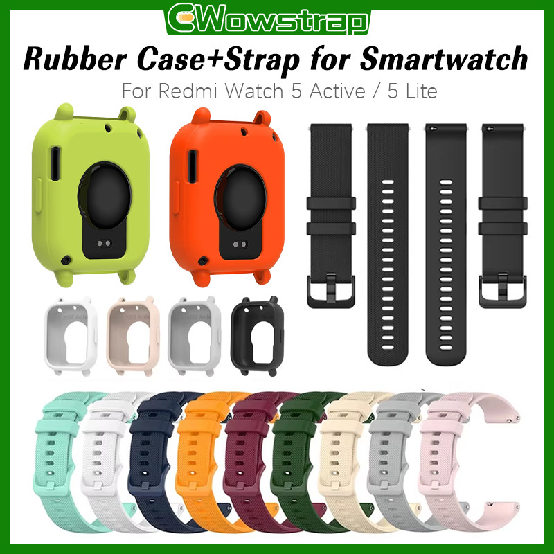 สายรัดซิลิโคนกรณี for Smartwatch Redmi Watch 5 Active อุปกรณ์ปกป้องกันกระแทกหน้าจอ for Xiaomi Redmi Watch 5 Lite
