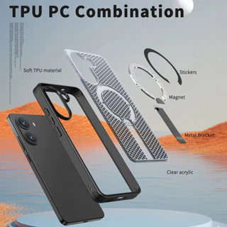 เคสโทรศัพท์แม่เหล็กสําหรับXiaomi POCO X8 Pro Max X7 Pro F7 F8 Ultra Pro M8 M6 Pro C75 C71 เคสโทรศัพท์วงเล็บมัลติฟังก์ชั่นHollowกระจายความร้อนกลางแจ้งAnti Fallปกหลัง