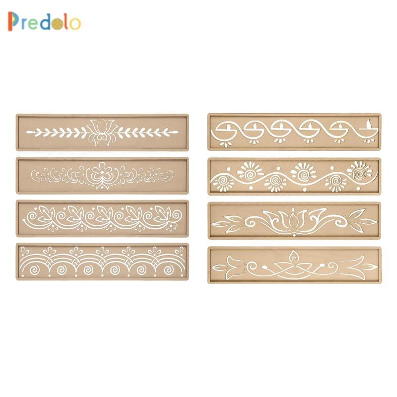 [Predolo] ชุดลายฉลุ Diwali 4 ชิ้นสําหรับการวาดภาพ, งานฝีมือและออกแบบรูปแบบกลวงออกสําหรับสมุด, ตกแต่ง