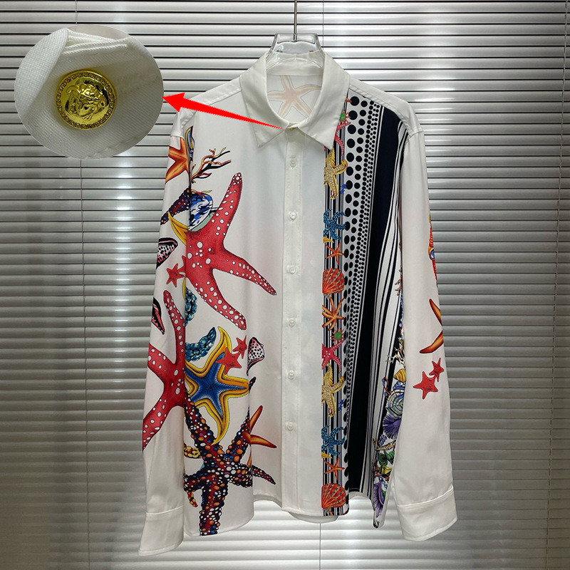W0QI Versace 2025New Fashionable Youth Trend Direct Print Digital Men's Long Sleeve Shirt
