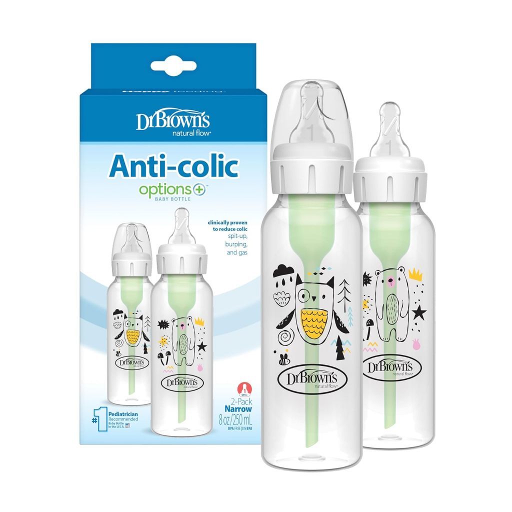 USA ขวดนม Dr.Browns ลดโคลิค รุ่น options+ plus 8oz. คอแคบ ลายน่ารัก หมี นกฮูก AIIZ Baby