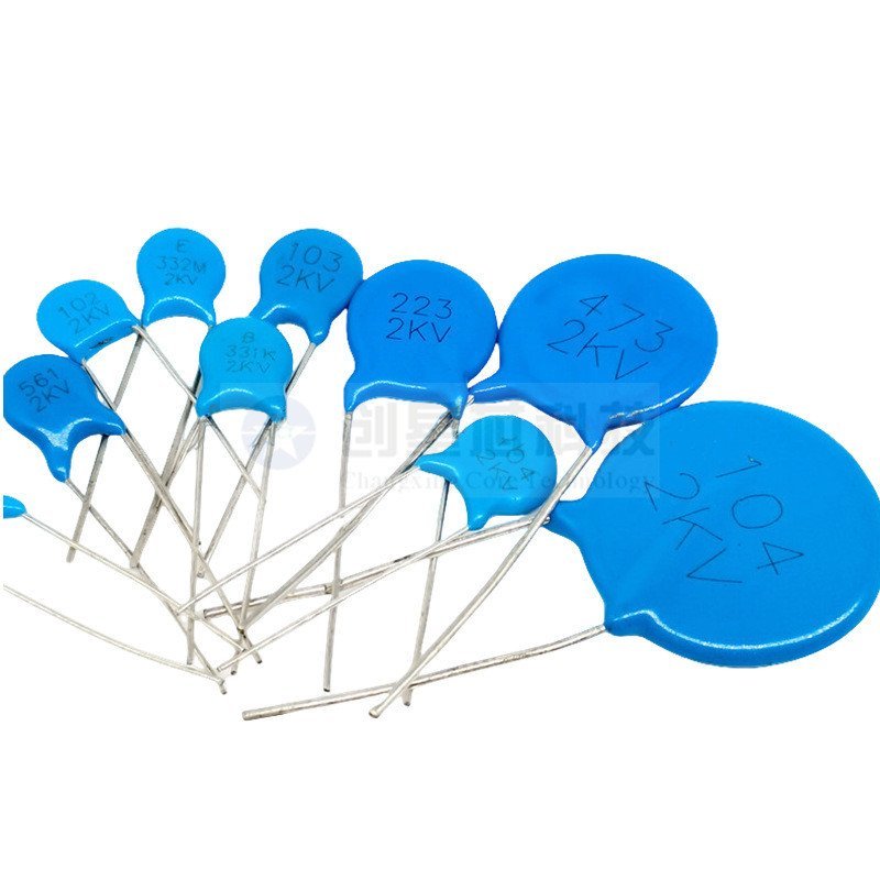 1KV 2KV 3KV แรงดันไฟฟ้าแผ่น Porcelain ตัวเก็บประจุ 101/221/471/102/222/472/103 100PF 1NF