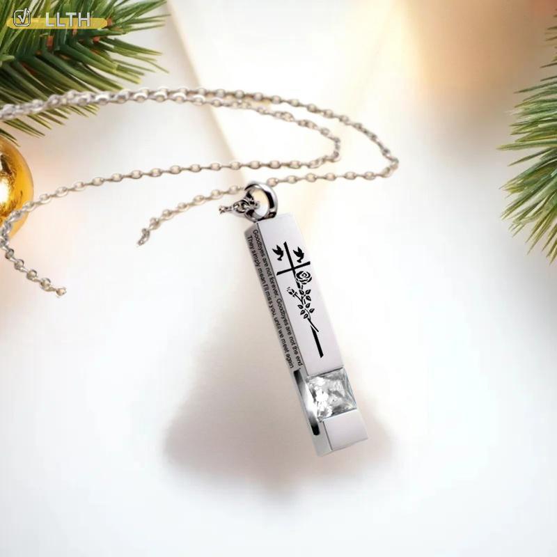 LLTH Simple ส่วนบุคคลสแตนเลสสัตว์เลี้ยง Urn สร้อยคอ Memorial Cremation Urn จี้สร้อยคอ Keepsake Ashes