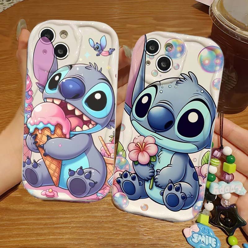 สําหรับ Samsung Galaxy S23 Ultra S21 Plus S23FE S21FE S20FE F06 น่ารัก Stitch สายรัดข้อมือซิลิโคนนุ่
