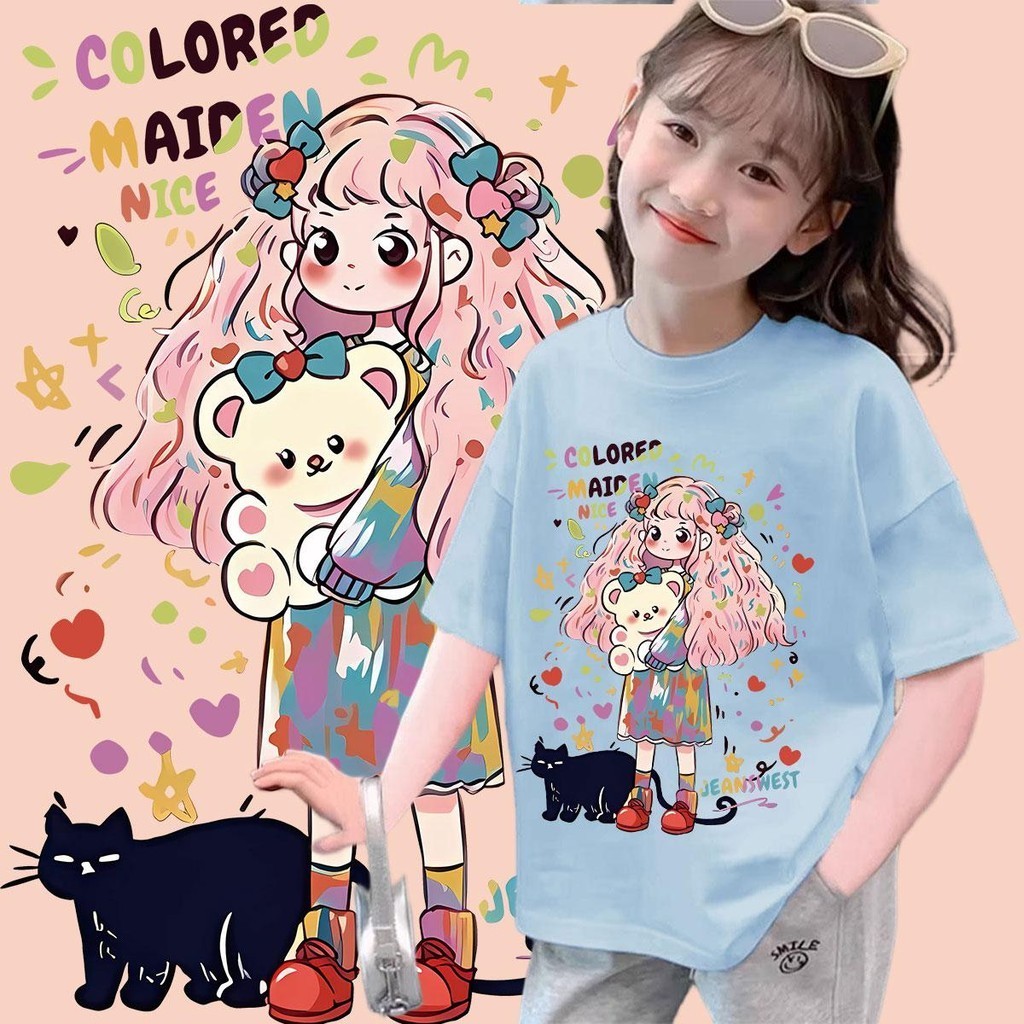 PlayTee  เสื้อยืด cotton คอกลม โคตรนุ่ม แขนสั้น เสื้อน่ารัก เสื้อแฟชั่น t shirt 'COLORED GIRL'  ไม่ต้องรีด