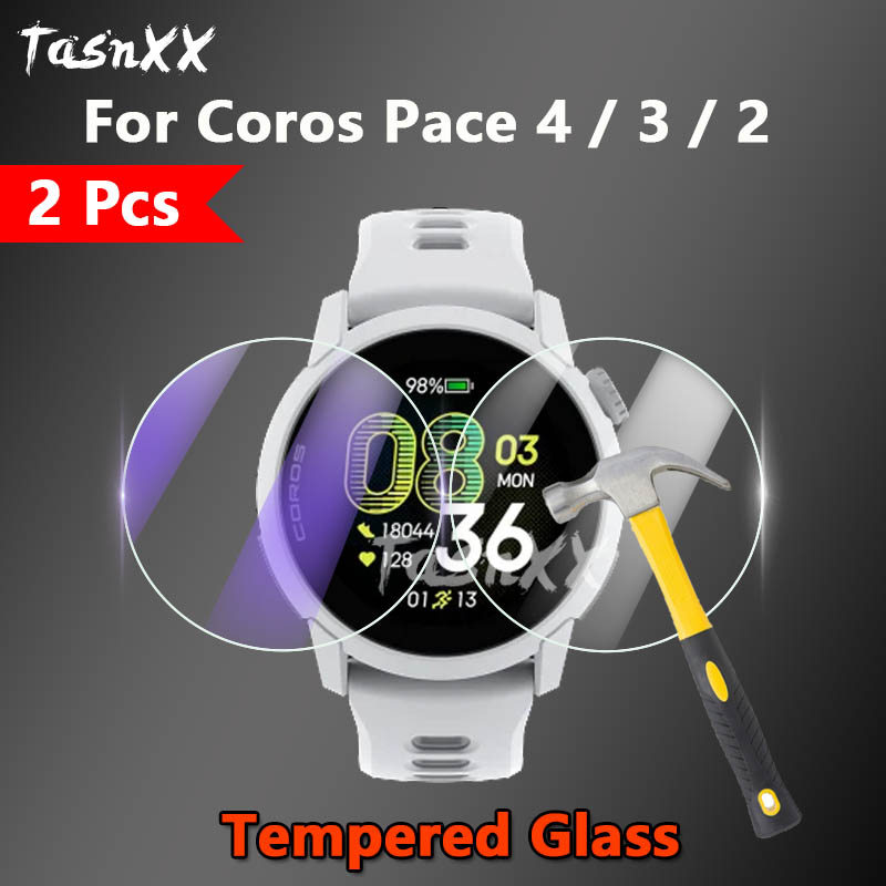 1/2/3/5 PCS สําหรับ Coros Pace 4 3 2 Coros นาฬิกา Pace Pro SmartWatch 2.5D HD Clear/Anti Purple Light 9H กระจกนิรภัยป้องกันหน้าจอฟิล์ม