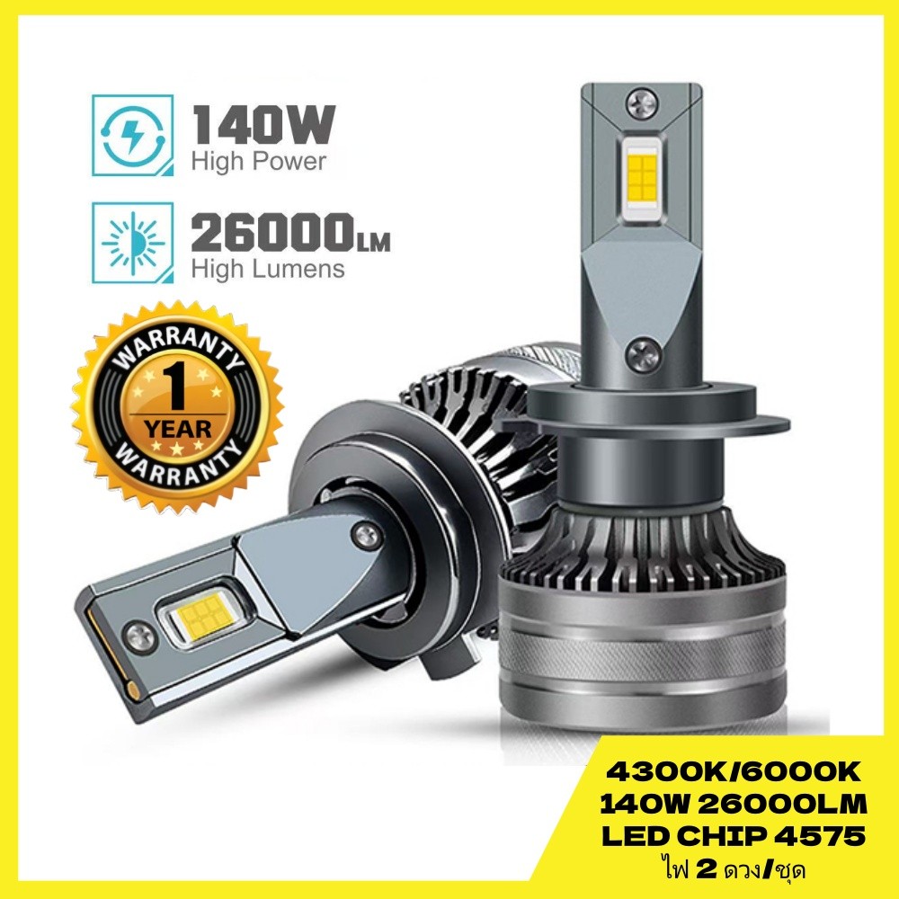 ไฟหน้ารถยนต์ LED 140W 26000LM K60 H4 H11 H1 H7 9005 HB3 9006 9012 HB4 9012 H8 H9 ไฟ 2 ดวง/ชุด Chip 4