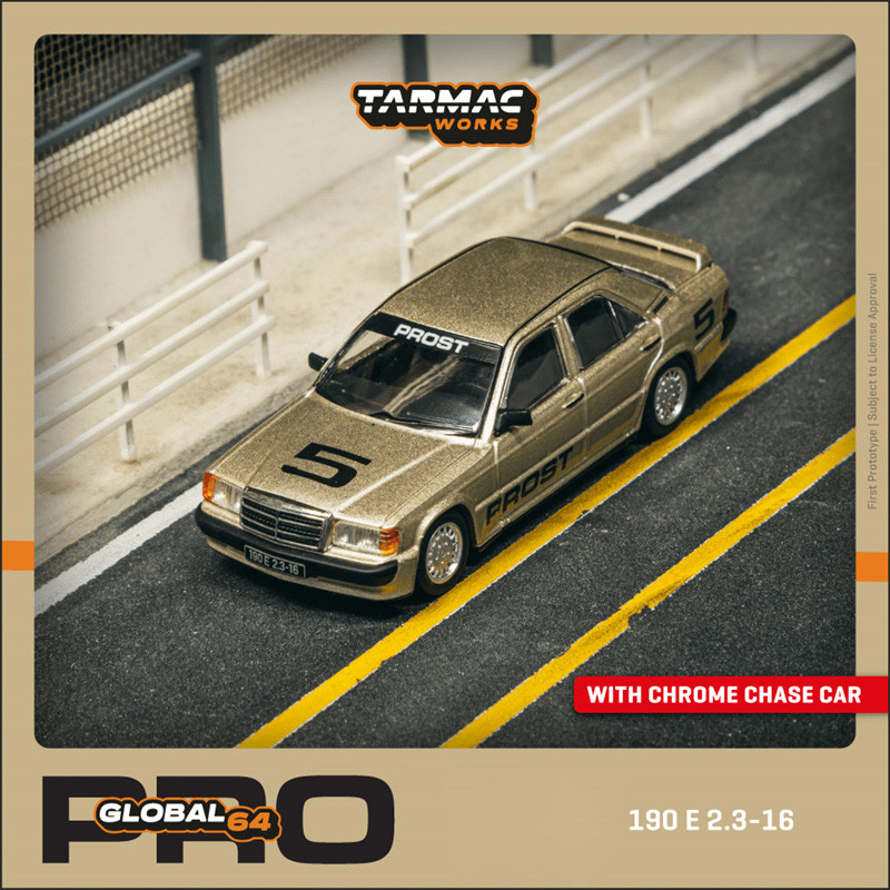 Tarmac Works TW 1:64 190 E 2.3-16 Race of Champion 1984 t Metal Gold 5 รถโมเดลDiecast