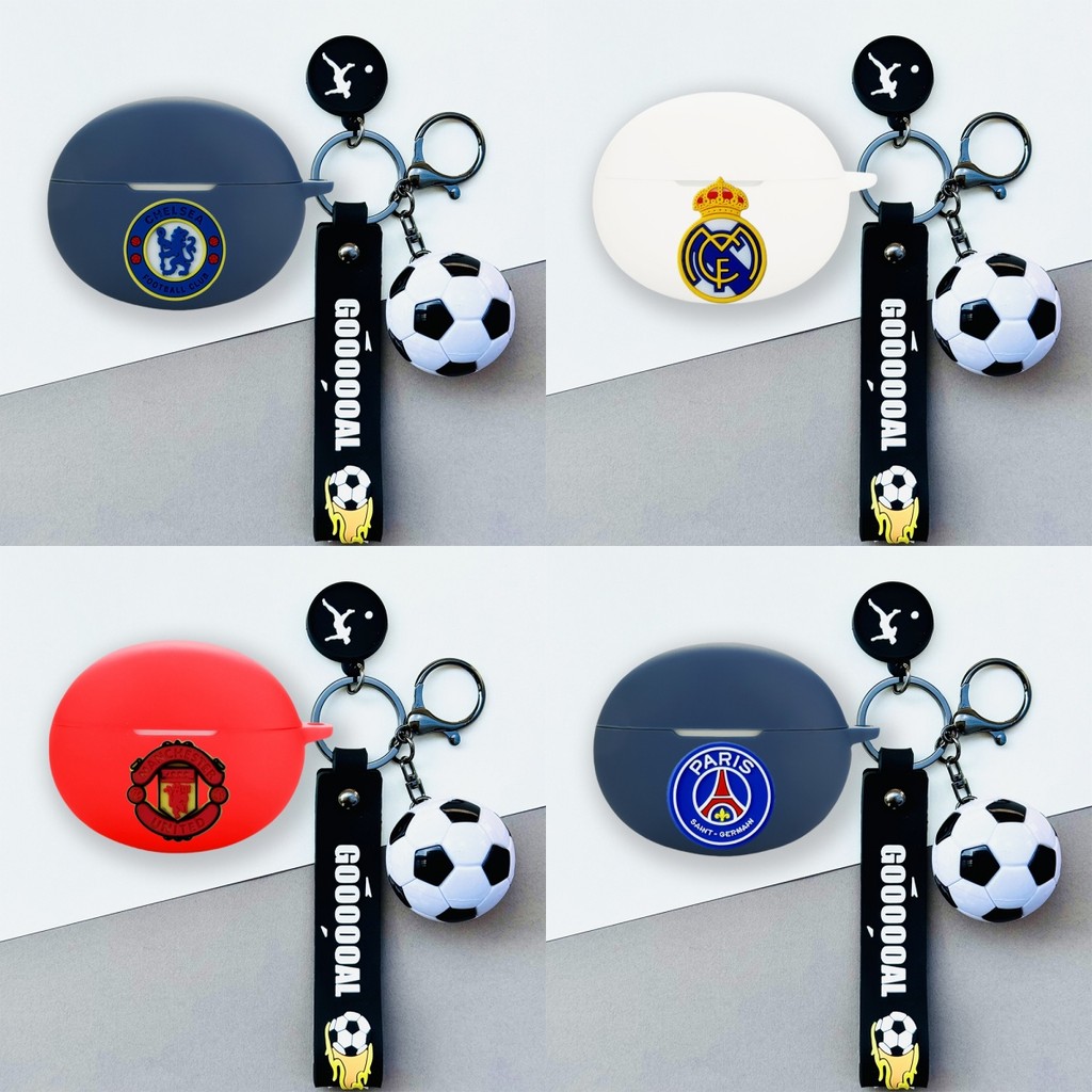 For OPPO Enco X3s Case Silicone Soft Case Suitable for OPPO Enco X3s Shockproof Shell Protective Sleeve Cartoon Soccer Cute Basketball Keychain Pendant
