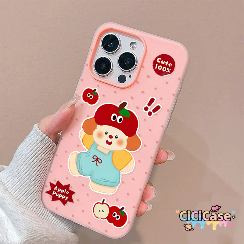 เคสไอโฟน17 สำหรับ IPhone 17AIR 13 15 17 11 16 12 14 Pro Max 7 8 Plus XR X XS MAX เคสลายลูกสุนัขน่ารักพร้อมผลไม้ 2 in 1